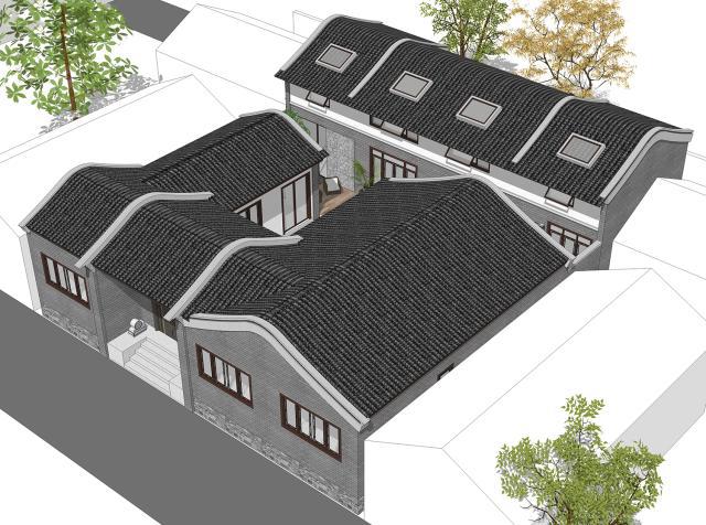 　別墅設(shè)計(jì)：一層緊湊型四合院，面積利用率高，適合在農(nóng)村地區(qū)修建。