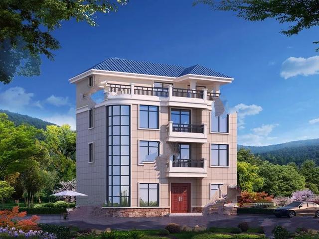 四層的鄉(xiāng)村別墅設計有斜屋頂，第一個客廳是空的，非常時尚有陽光的房間！