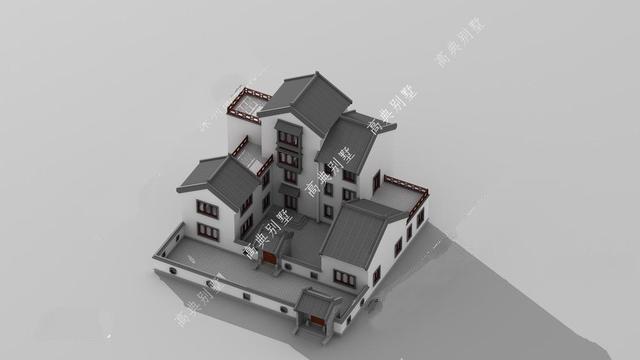 一棟帶有庭院的中國四層別墅的設(shè)計(jì)圖給人一種置身于中間建筑的成就感。