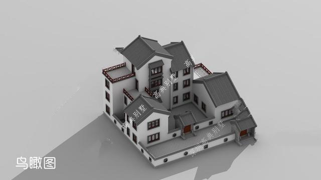 一棟帶有庭院的中國四層別墅的設(shè)計(jì)圖給人一種置身于中間建筑的成就感。