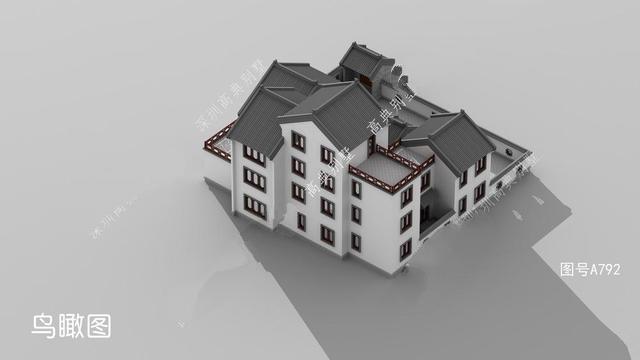 一棟帶有庭院的中國四層別墅的設(shè)計(jì)圖給人一種置身于中間建筑的成就感。