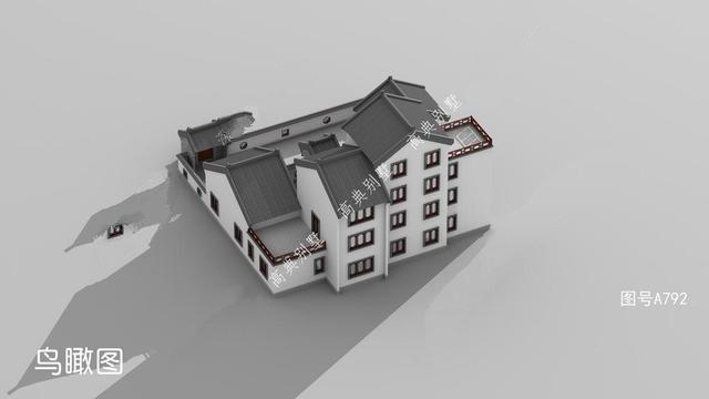 一棟帶有庭院的中國四層別墅的設(shè)計(jì)圖給人一種置身于中間建筑的成就感。