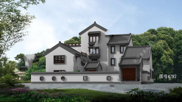 一棟帶有庭院的中國四層別墅的設(shè)計(jì)圖給人一種置身于中間建筑的成就感。