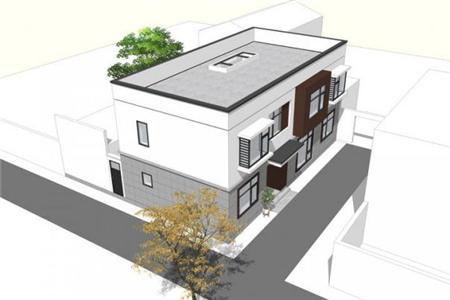 這是一棟現(xiàn)代別墅，屋頂在二樓。外墻整體采用灰白色搭配，清新淡雅，風(fēng)格獨特。