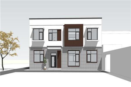 這是一棟現(xiàn)代別墅，屋頂在二樓。外墻整體采用灰白色搭配，清新淡雅，風(fēng)格獨特。