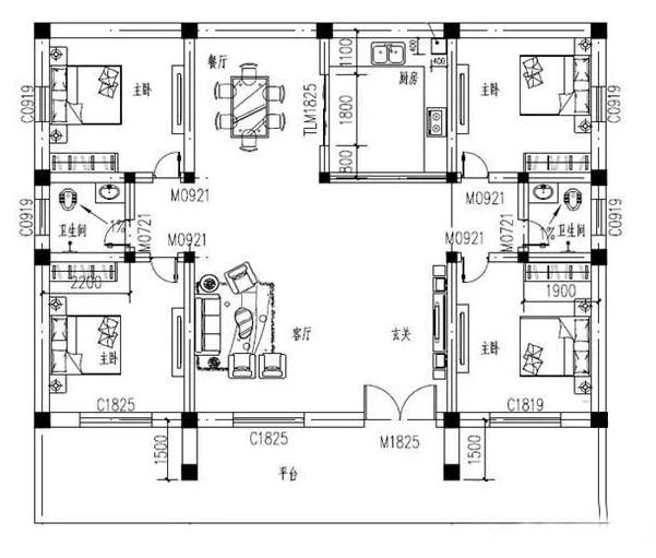 農(nóng)村一樓五棟別墅設(shè)計(jì)圖紙