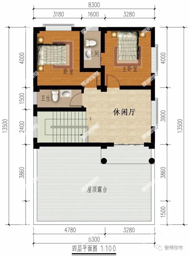 三棟農(nóng)村重疊別墅