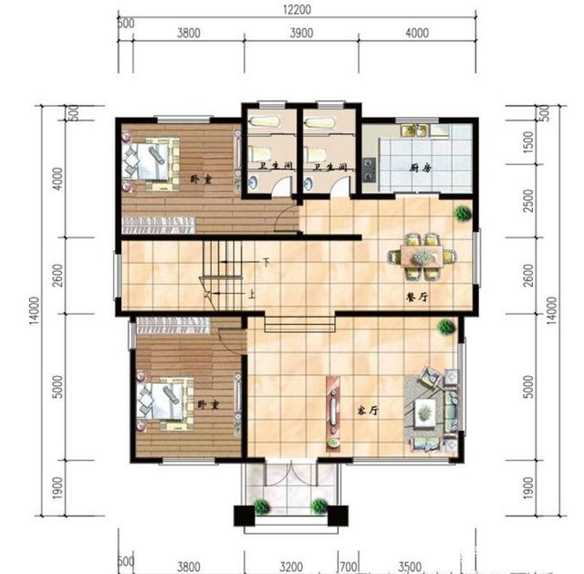 看著村長的新房子，兩層半的復(fù)式結(jié)構(gòu)完美地恢復(fù)了設(shè)計圖紙。