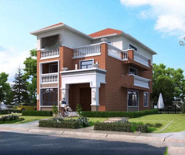 有大露臺和多個陽臺的三層別墅