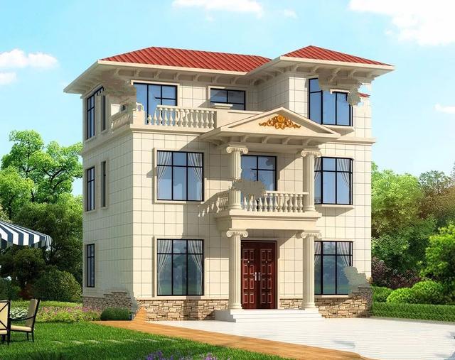 三樓帶有大露臺(tái)的經(jīng)典別墅客