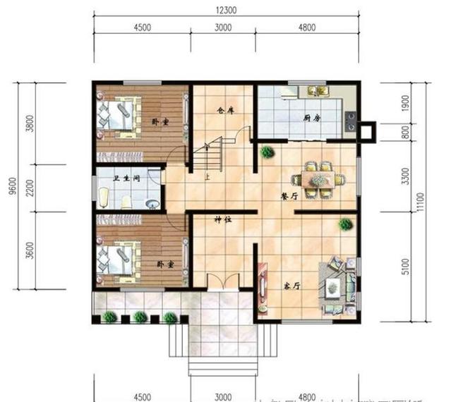 占地約100平方米的兩層建筑設(shè)計(jì)圖