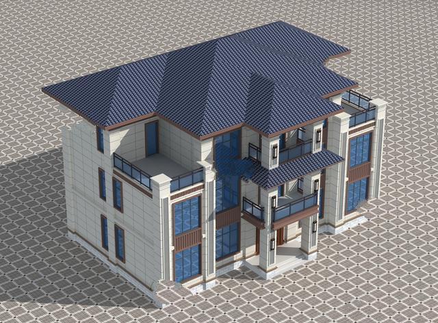 今天迷你系列帶給大家的這個(gè)大氣新的中國(guó)式三層別墅是丹東雙戶類型。聽(tīng)說(shuō)外表對(duì)稱很大，鄰居永遠(yuǎn)不會(huì)過(guò)時(shí)。 　　此單位設(shè)計(jì)大小為19.311.2米，面積225坪，結(jié)構(gòu)形式框架，總建筑面積622坪，總高度13.9米，主體參考成本68萬(wàn)韓元。 　　顯然，屋頂是深藍(lán)色瓦蓋，主墻是用仿大理石磚和灰色真石漆制成的。窗框和檐槽的線都是深褐色的。 　　大門只有一個(gè)設(shè)計(jì)，但內(nèi)部是對(duì)稱布局的雙家具空間。與傳統(tǒng)的雙花住宅還有很多差異，中間沒(méi)有分離的墻，空間都可以相互循環(huán)。 　　一樓設(shè)計(jì)高3.9米，一戶室內(nèi)布局1室2室，1廚房2衛(wèi)新威。樓梯間是共享的，但空間是獨(dú)立的，小的北入口可以直接通過(guò)客廳位置和獨(dú)立的雙門移動(dòng)。大門正中央放著神威。 　　2層設(shè)計(jì)高度3.6米，1戶室內(nèi)布置設(shè)置3室1廳2衛(wèi)陽(yáng)臺(tái)。 　　3層設(shè)計(jì)高3.6米，設(shè)置單室內(nèi)布局3室2衛(wèi)露臺(tái)。這一層的客廳公開(kāi)了，不管誰(shuí)回家都可以用來(lái)接待客人。 　　兄弟倆這樣蓋房子，大家相信自己的意見(jiàn)會(huì)不一樣，結(jié)果這不是雙對(duì)，而是獨(dú)棟公寓?？臻g沒(méi)有區(qū)分，不知道以后兩個(gè)家庭的生活會(huì)怎么樣。