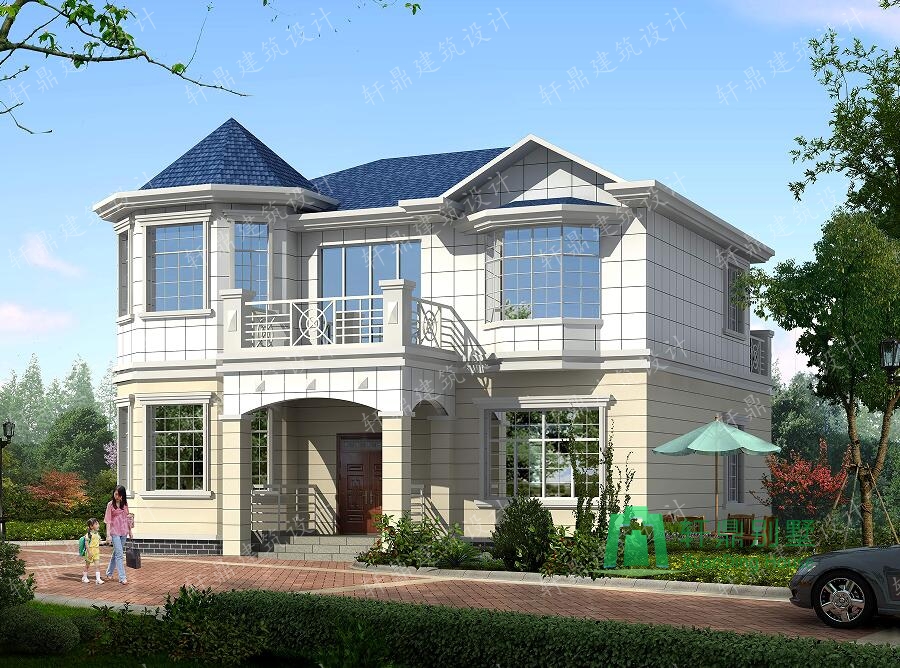 農村自建二層帶車庫的別墅