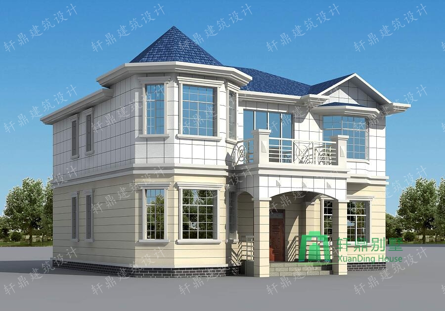 農村自建二層帶車庫的別墅