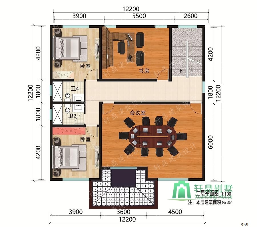 　新中式二層自建房屋設(shè)計(jì)圖