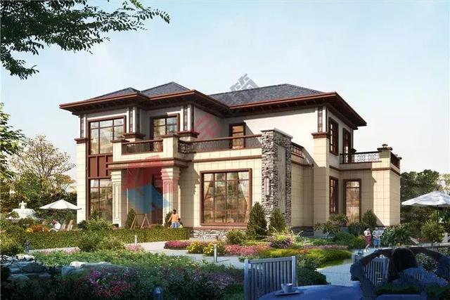 新中式二層農(nóng)村自建別墅設(shè)計圖紙