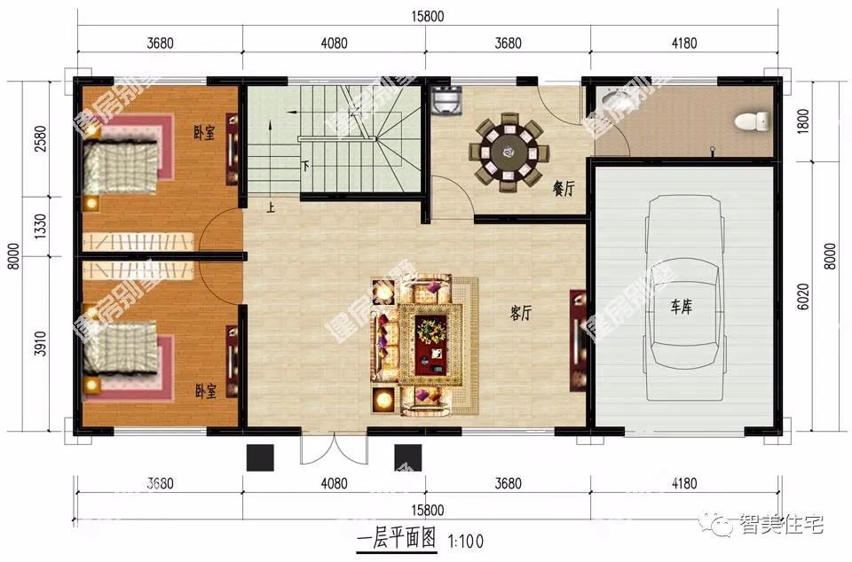 帶停車庫的農(nóng)村二樓別墅