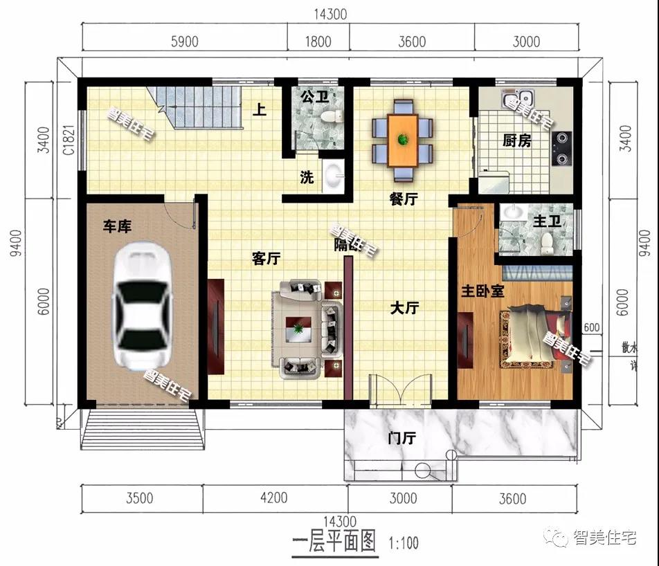 帶停車庫的農(nóng)村二樓別墅