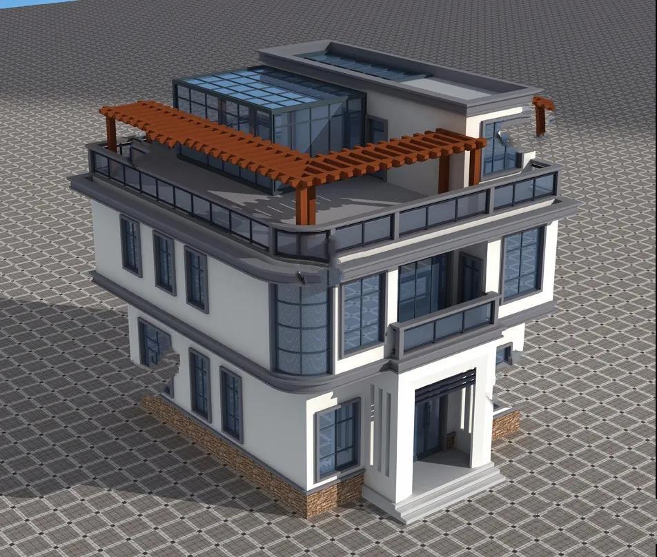 平屋頂設(shè)計的農(nóng)村別墅