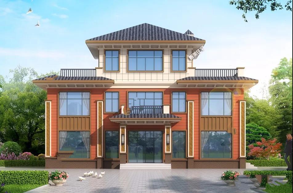 16.8米寬的農(nóng)村三層別墅