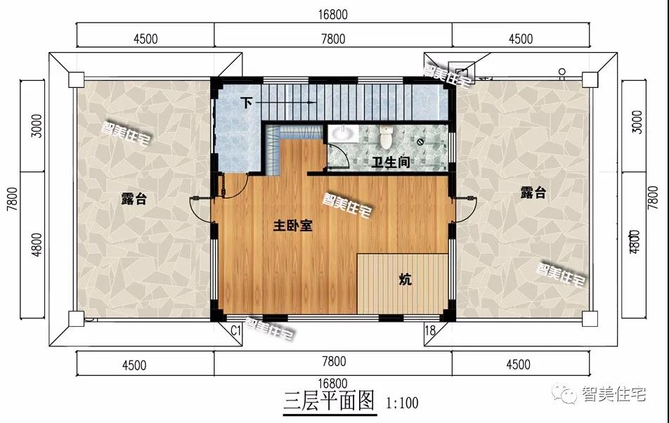 16.8米寬的農(nóng)村三層別墅