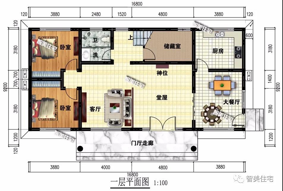 16.8米寬的農(nóng)村三層別墅