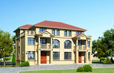 農(nóng)村兄弟三層歐式雙拼自建房設(shè)計(jì)，外觀經(jīng)久耐看