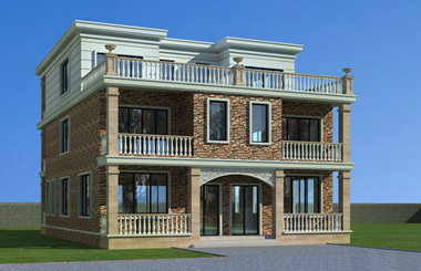 田園風(fēng)格雙拼三層自建房， 兄弟共建，平頂設(shè)計(jì)