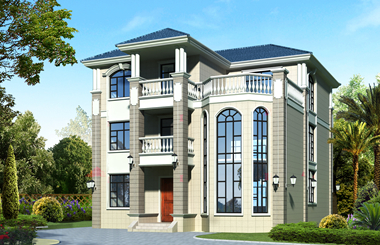 農(nóng)村三層自建房別墅12.5米*13米,八角落地窗設(shè)計，大氣十足