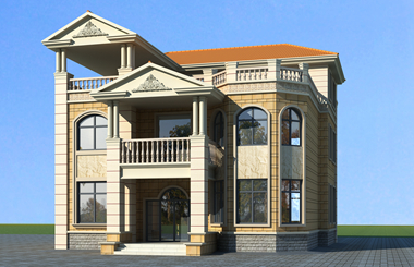 12.5*11.5歐式別墅設(shè)計圖，八角落地窗設(shè)計