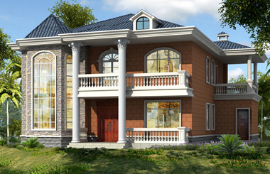 田園風格兩層別墅設(shè)計圖紙，戶型圖建房設(shè)計圖