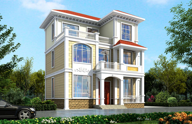 300平三層現(xiàn)代簡歐別墅設(shè)計(jì)圖，帶露臺(tái)陽臺(tái)，簡約大氣