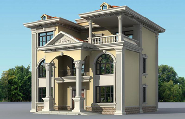 造價(jià)45萬三層歐式別墅房屋圖紙，建在村里絕對(duì)洋氣