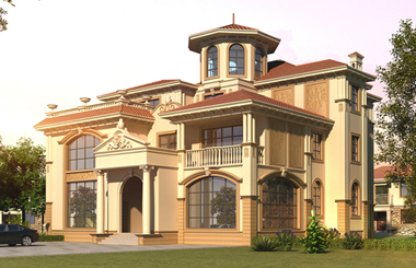 復(fù)式豪華三層方案設(shè)計(jì)圖，每間臥室配有衛(wèi)生間