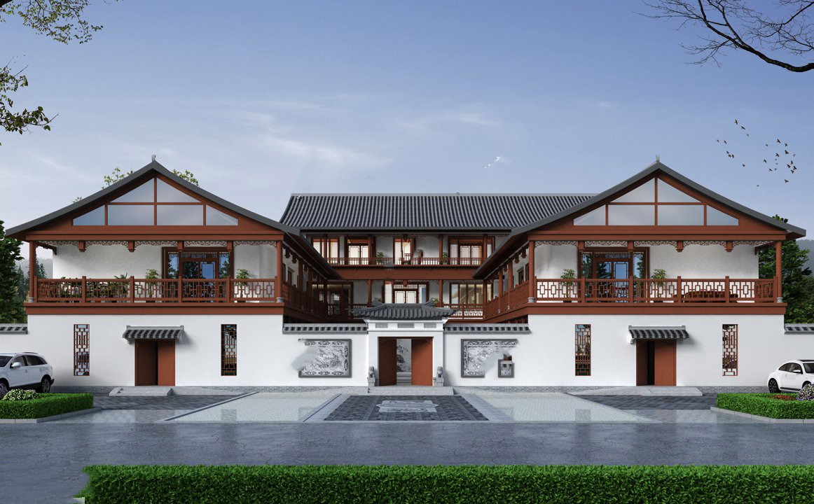 超豪華農(nóng)村住宅設(shè)計(jì)圖---三合院，傳統(tǒng)與現(xiàn)代設(shè)計(jì)結(jié)合