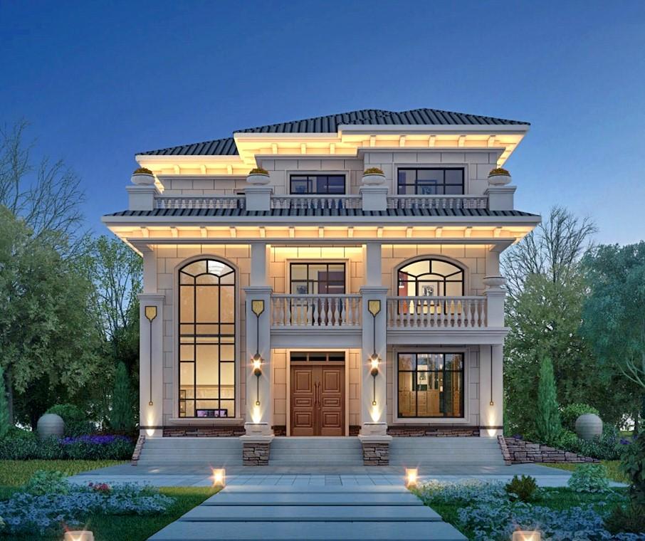 歐式三層自建房設(shè)計(jì)圖，自建房屋設(shè)計(jì)圖紙賞析