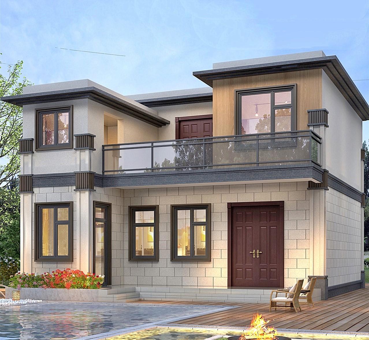 老人回鄉(xiāng)建鄉(xiāng)村二層別墅，現(xiàn)代風(fēng)格鄉(xiāng)村二層自建設(shè)計(jì)圖，太美了