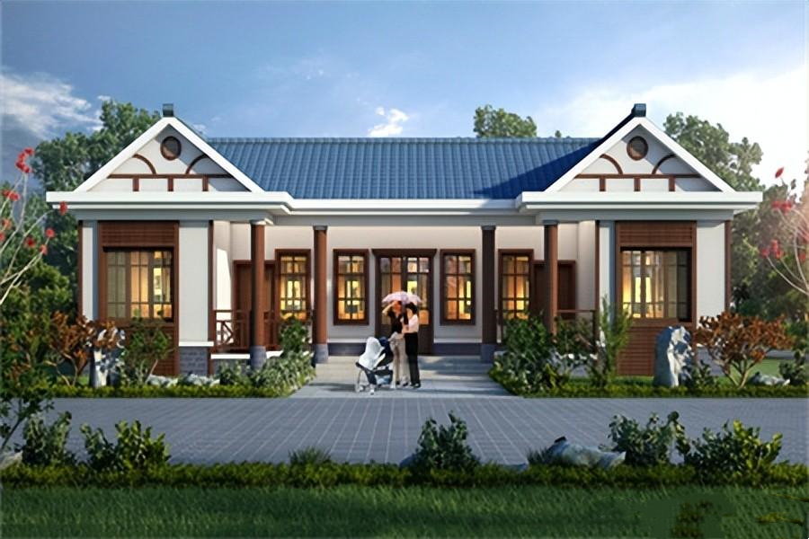 造價(jià)僅15萬(wàn)的農(nóng)村自建一層別墅，新中式風(fēng)格農(nóng)村自建一層房屋