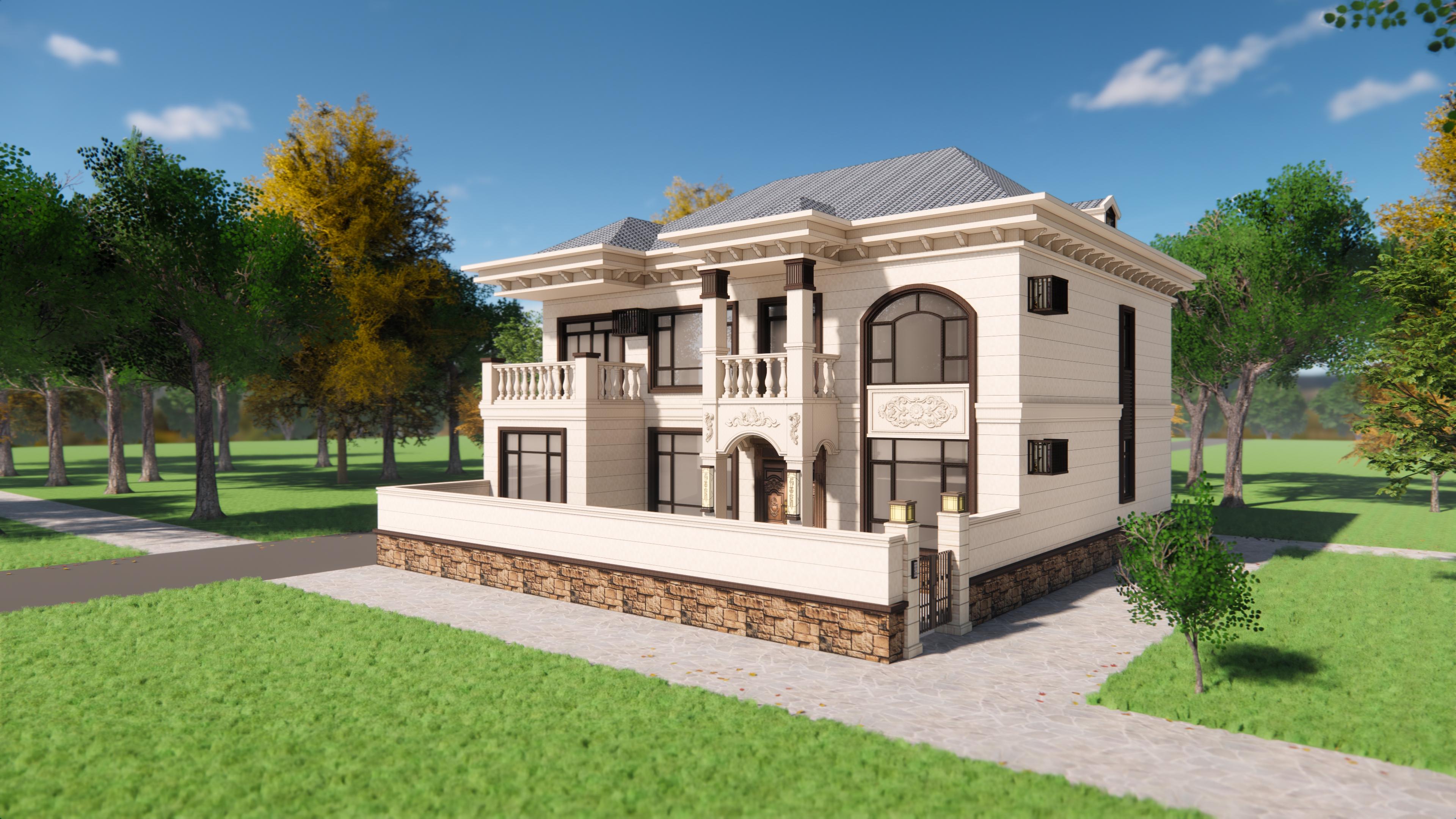 歐式鄉(xiāng)村二層別墅設(shè)計(jì)圖，365.5㎡鄉(xiāng)村二層別墅設(shè)計(jì)圖紙