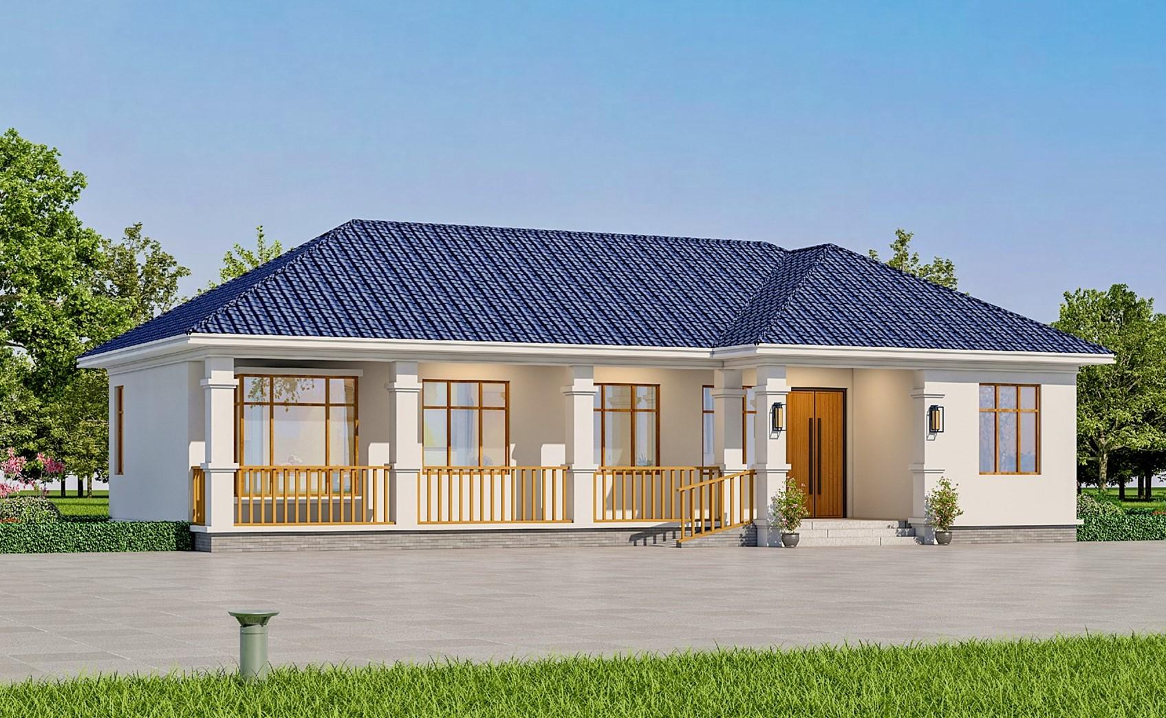 適合養(yǎng)老的農(nóng)村自建一層別墅，造型美觀新農(nóng)村自建一層別墅圖