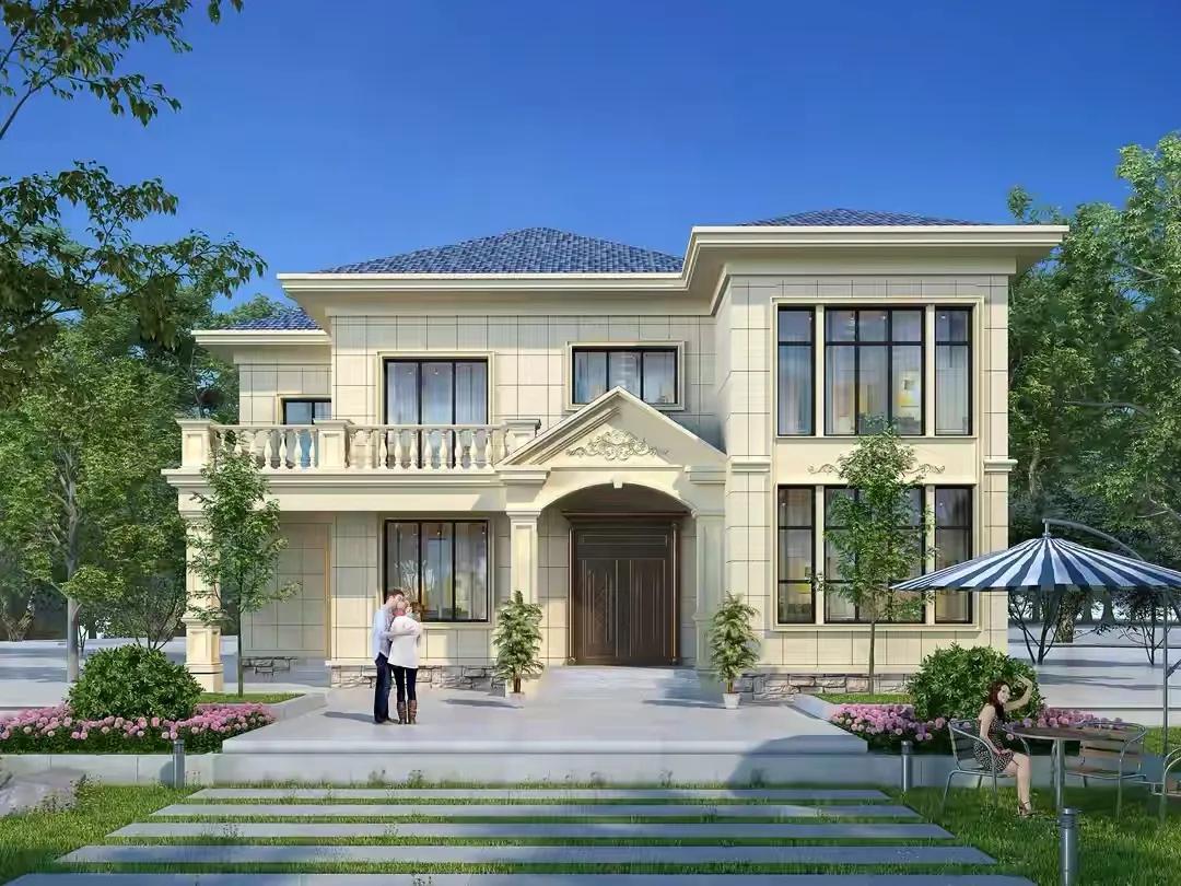 鄉(xiāng)村歐式二層別墅設(shè)計，占地150平的鄉(xiāng)村二層房屋設(shè)計圖紙