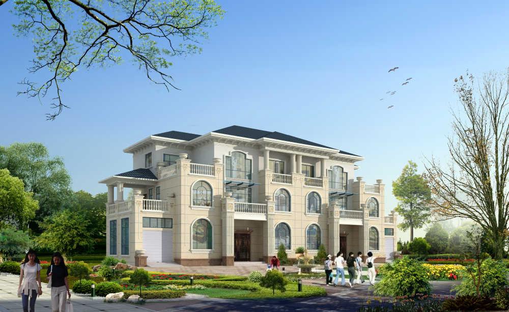 三層雙拼豪華房屋設(shè)計(jì)圖紙，新農(nóng)村雙拼自建房屋設(shè)計(jì)圖