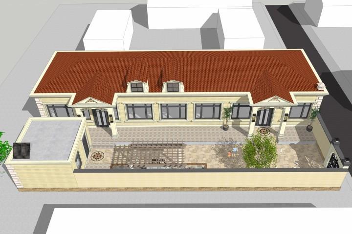 歐式農(nóng)村自建一層住宅別墅，26*14.8m新農(nóng)村自建一層案例別墅圖