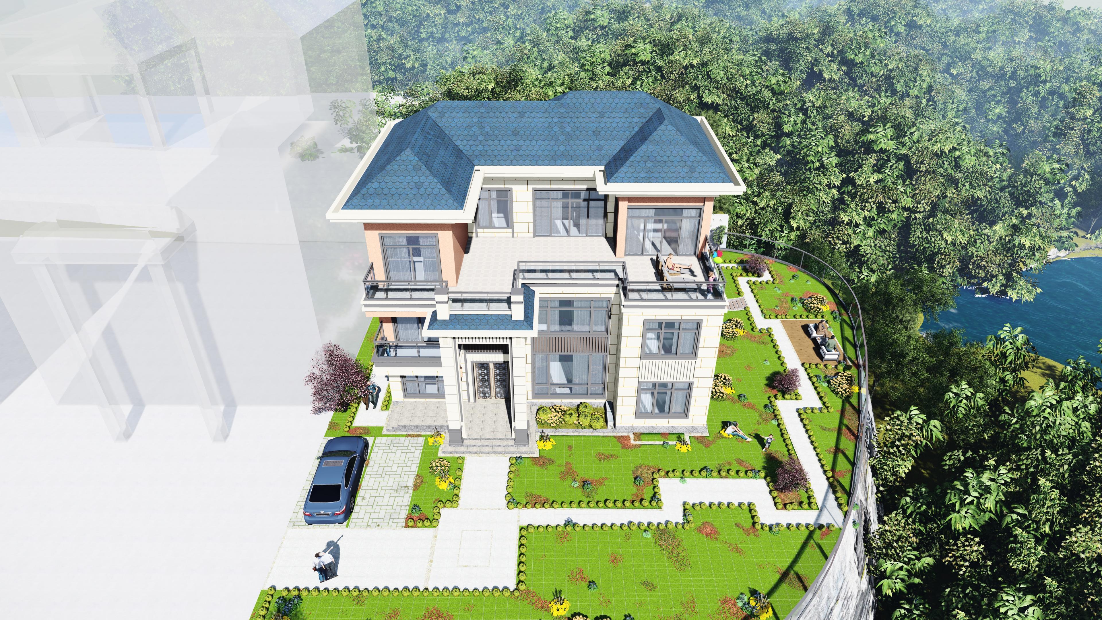 三層農(nóng)村樓房房屋設(shè)計(jì)圖，農(nóng)村坡屋頂房屋效果圖設(shè)計(jì)