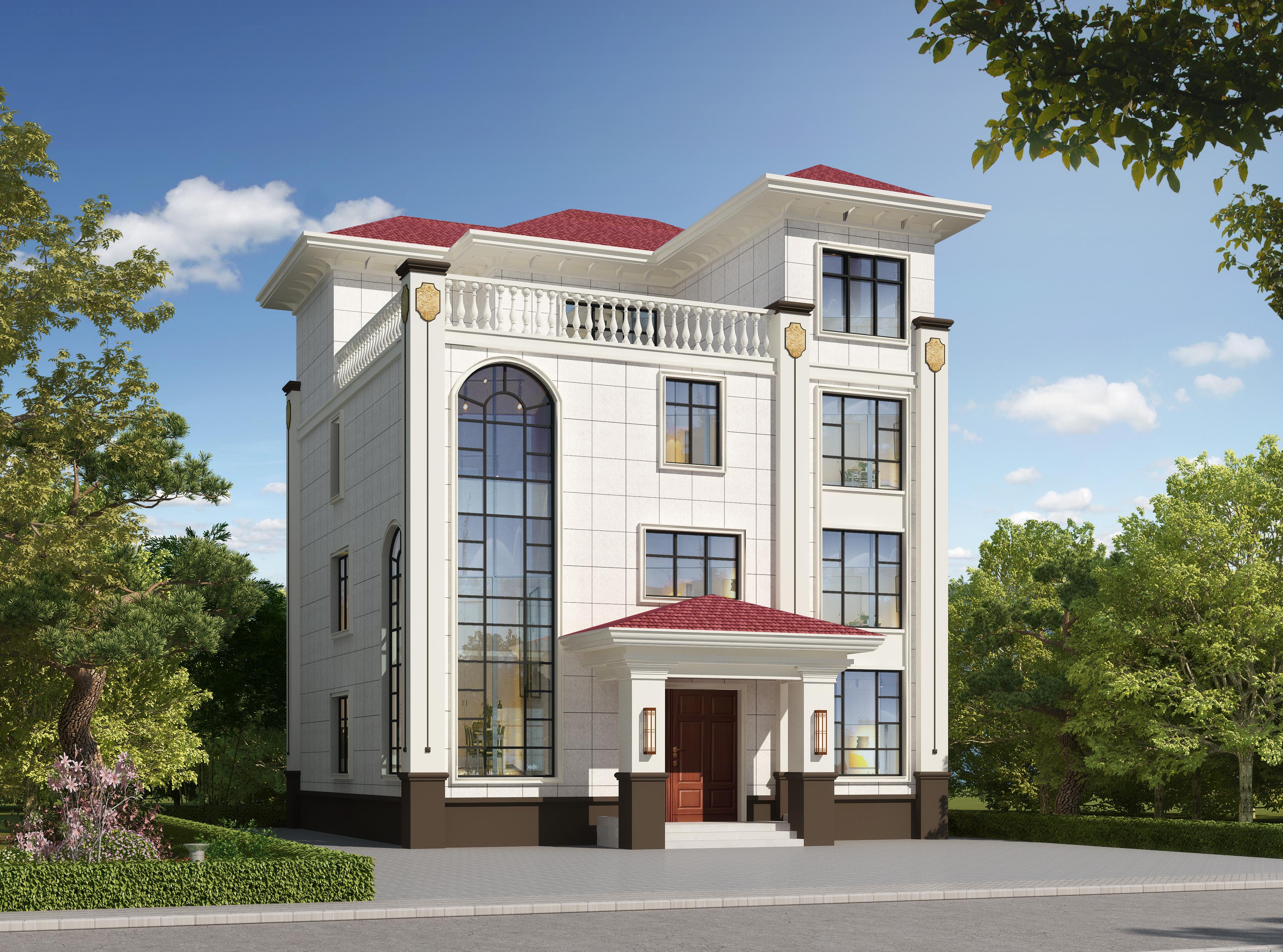 四層農(nóng)村自建房小別墅設(shè)計圖，附帶自建房設(shè)計圖全套效果圖