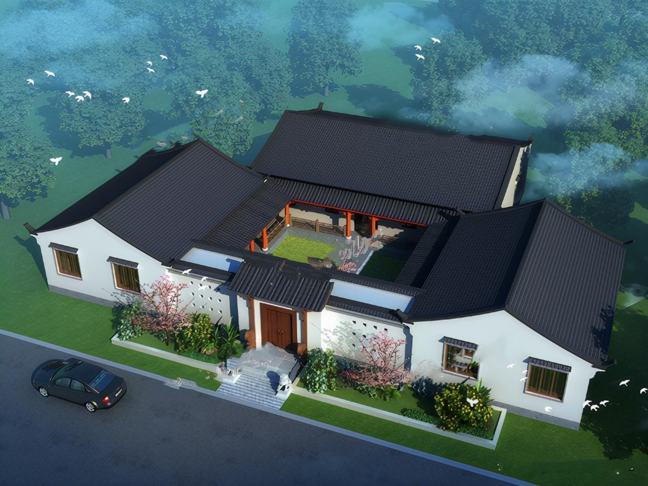 農(nóng)村一層三合院房屋設(shè)計(jì)圖，房屋專(zhuān)業(yè)設(shè)計(jì)效果圖