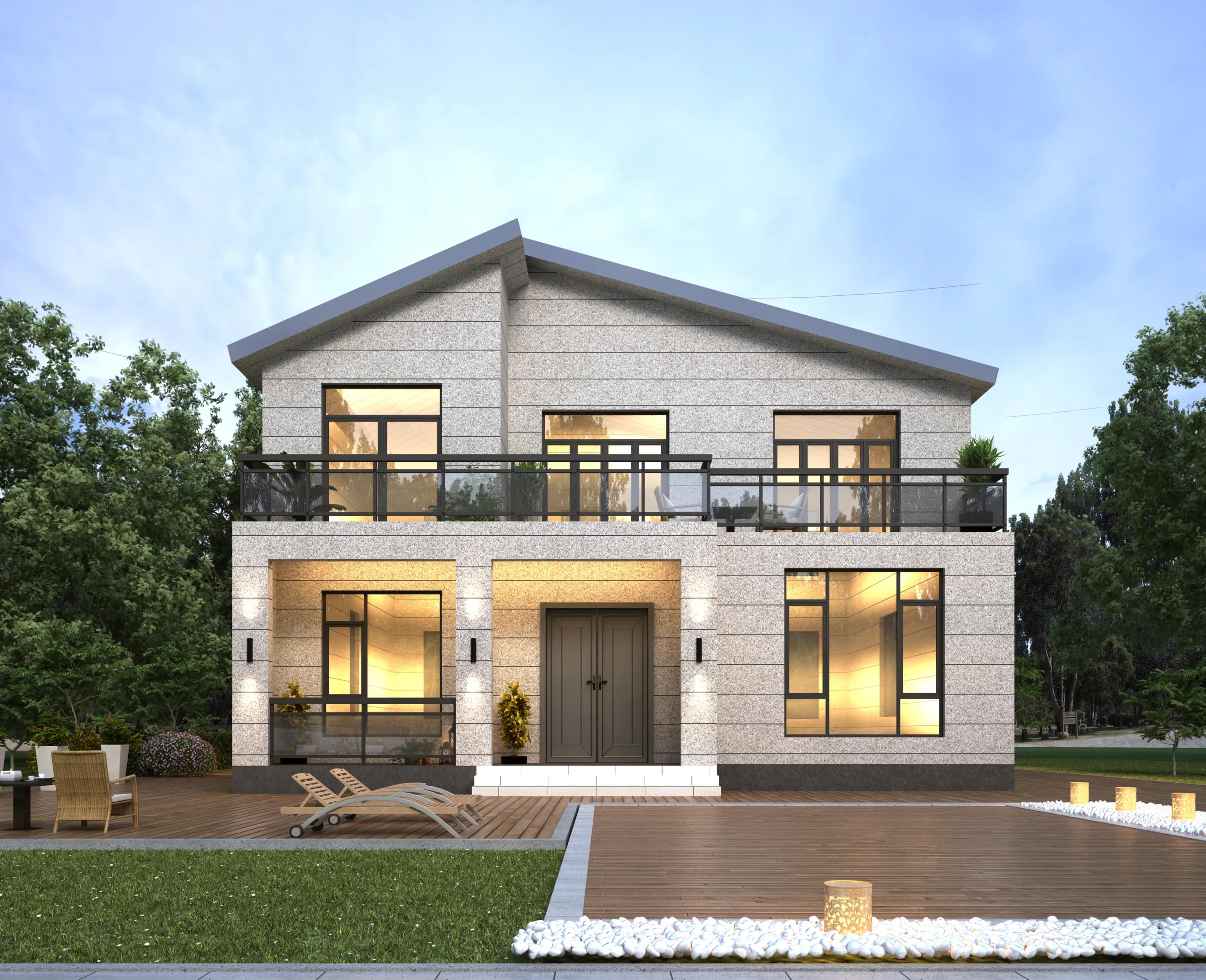 現(xiàn)代簡約鄉(xiāng)村二層別墅住宅圖，鄉(xiāng)村自建二層小別墅效果